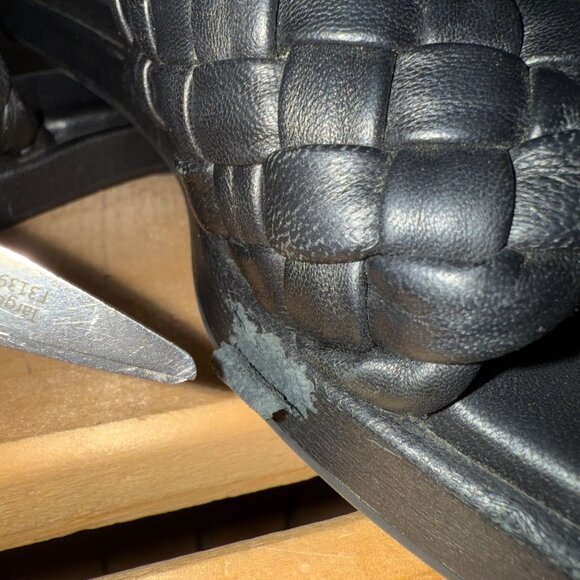 Vince Size 6.5 Black Rumi Woven Leather Slip On Comfort Flats Slide Sandals - Picture 9 of 16